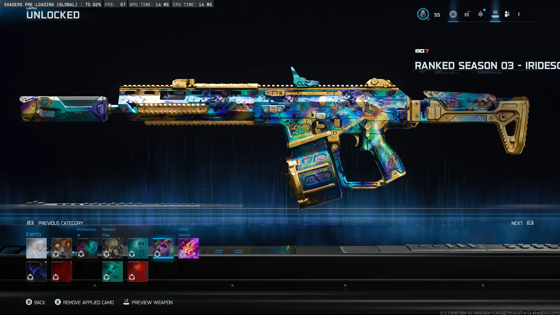 S3 Iridescent WZ Steam Account BO7